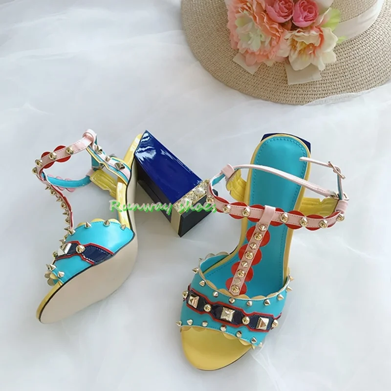 Women'S Shoes Clogs - Yapay Elmas İncili Topuklu T-bantlı Kadın