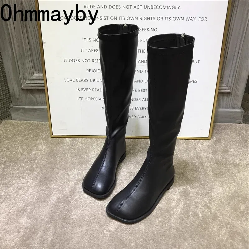 Knee High Boots Women - Sokak tarzı streç kadın diz yüksek